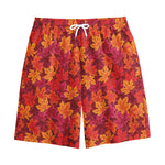 Autumn Maple Leaves Pattern Print Cotton Shorts