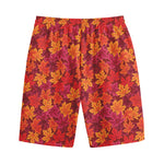 Autumn Maple Leaves Pattern Print Cotton Shorts