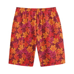 Autumn Maple Leaves Pattern Print Cotton Shorts