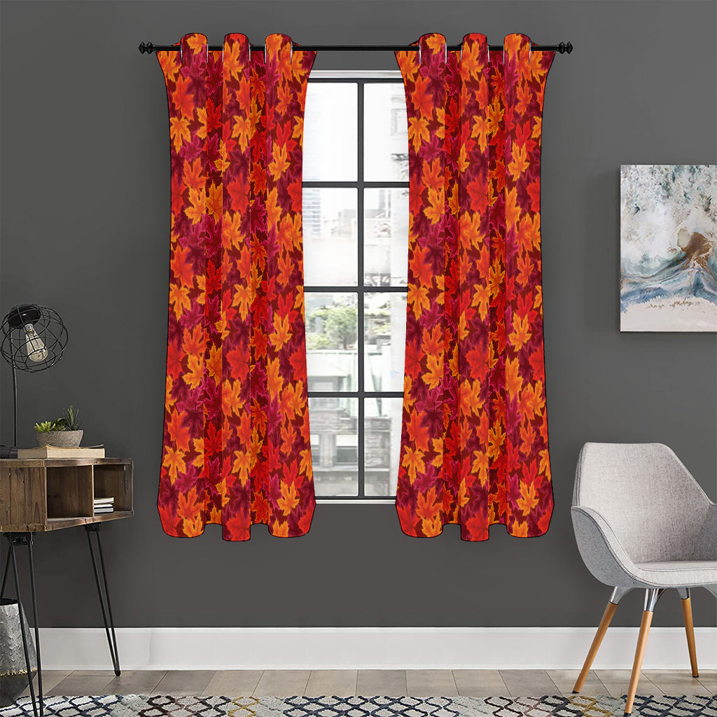 Autumn Maple Leaves Pattern Print Curtain