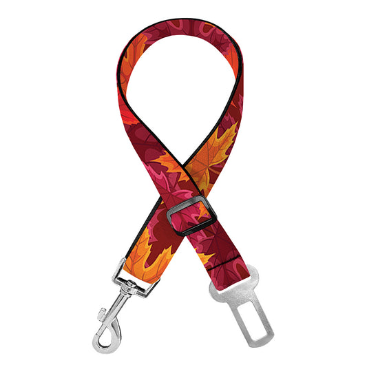 Autumn Maple Leaves Pattern Print Dog Seat Belt