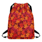 Autumn Maple Leaves Pattern Print Drawstring Backpack