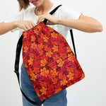 Autumn Maple Leaves Pattern Print Drawstring Backpack