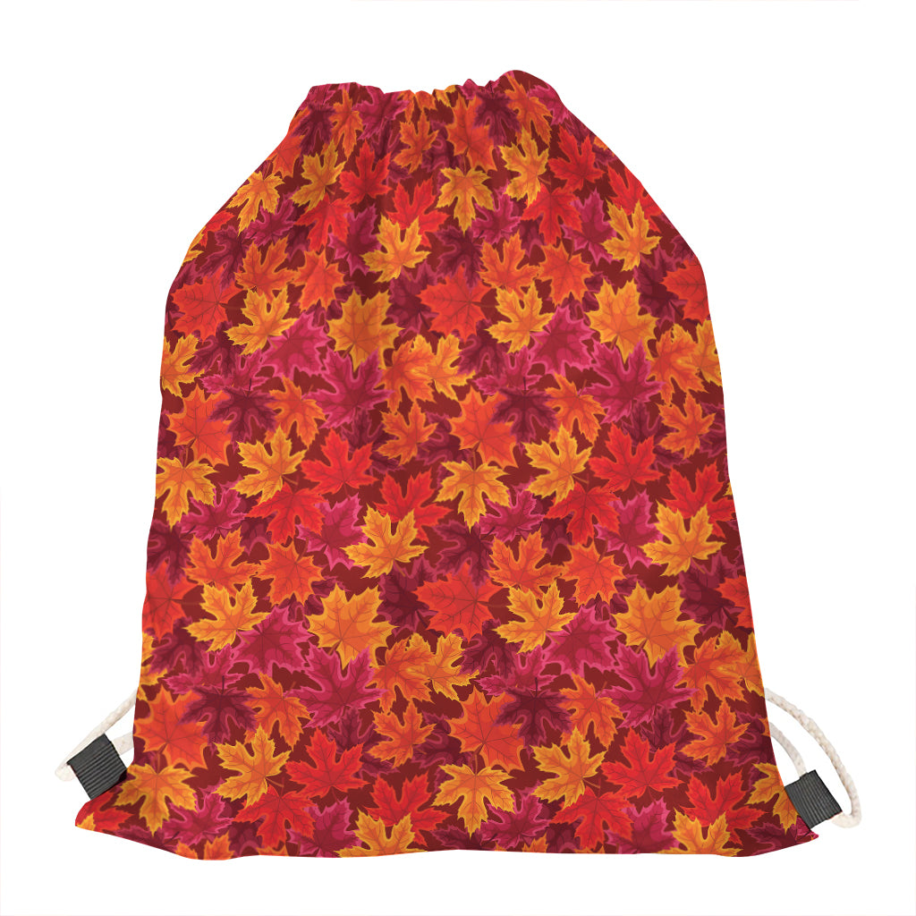 Autumn Maple Leaves Pattern Print Drawstring Bag