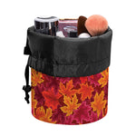 Autumn Maple Leaves Pattern Print Drawstring Makeup Bag