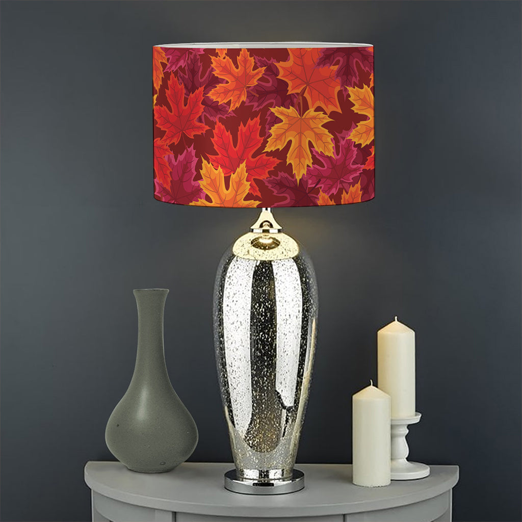 Autumn Maple Leaves Pattern Print Drum Lamp Shade