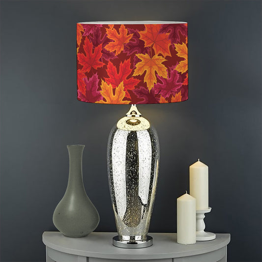 Autumn Maple Leaves Pattern Print Drum Lamp Shade