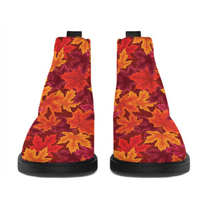 Autumn Maple Leaves Pattern Print Flat Ankle Boots