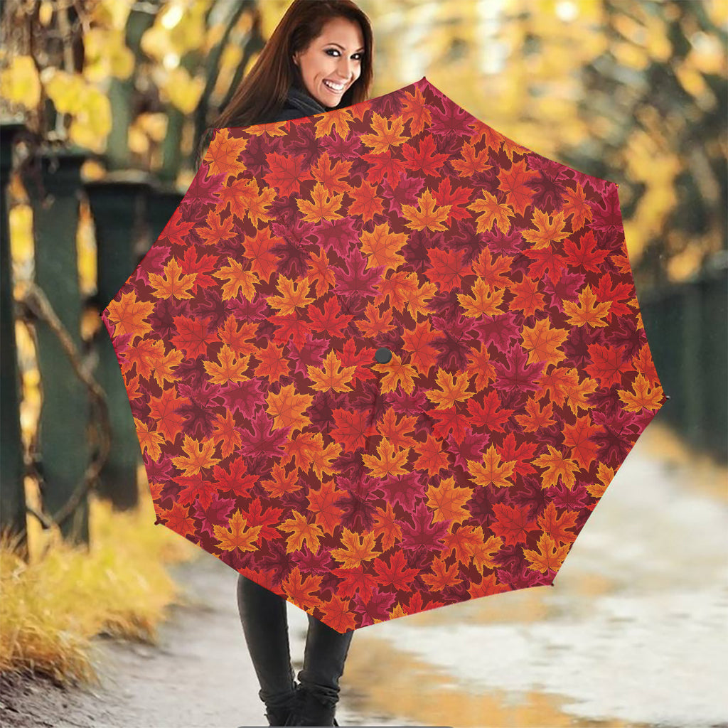 Autumn Maple Leaves Pattern Print Foldable Umbrella