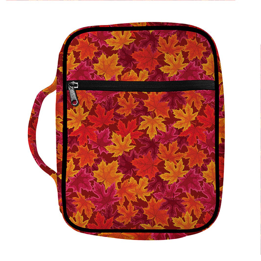 Autumn Maple Leaves Pattern Print Front Pocket Bible Bag
