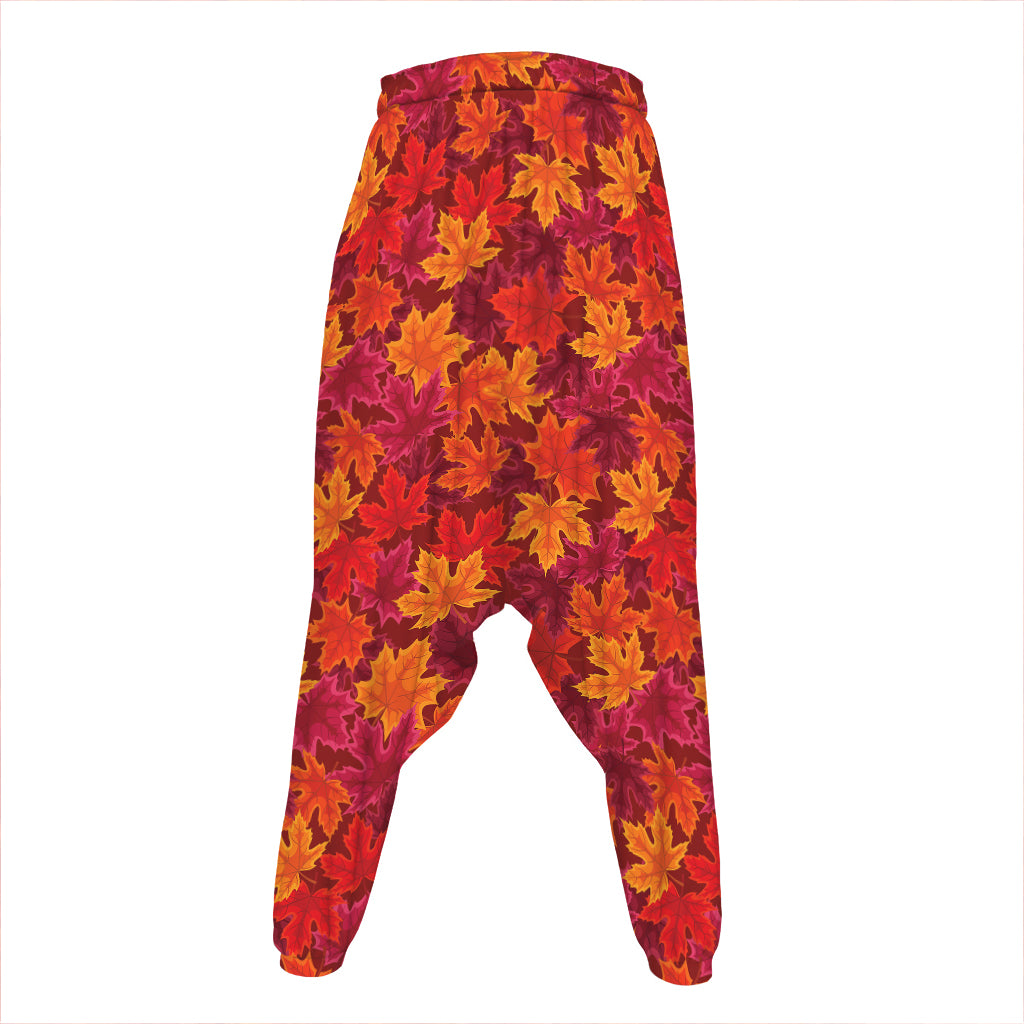 Autumn Maple Leaves Pattern Print Hammer Pants