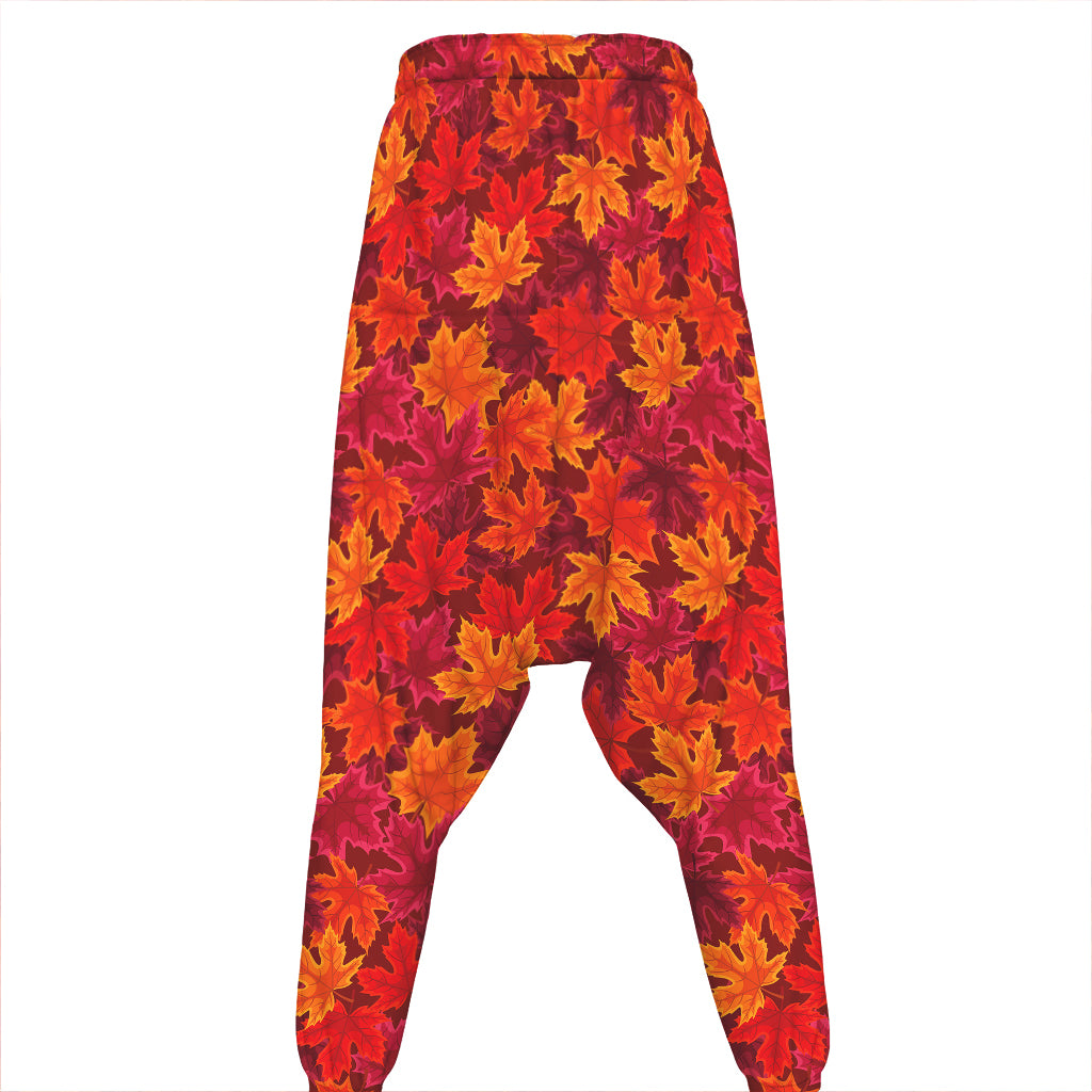 Autumn Maple Leaves Pattern Print Hammer Pants