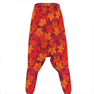 Autumn Maple Leaves Pattern Print Hammer Pants