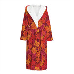 Autumn Maple Leaves Pattern Print Hooded Bathrobe