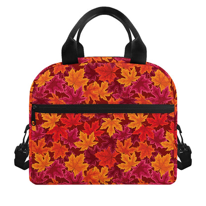 Autumn Maple Leaves Pattern Print Insulated Lunch Bag