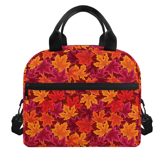 Autumn Maple Leaves Pattern Print Insulated Lunch Bag