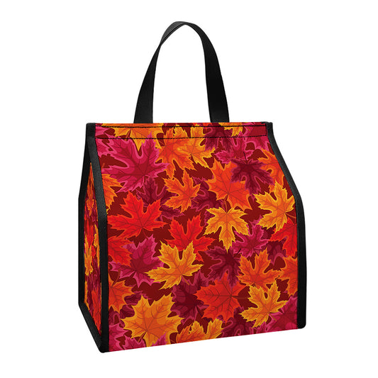Autumn Maple Leaves Pattern Print Insulated Lunch Tote