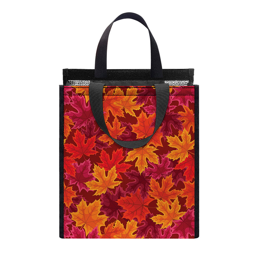 Autumn Maple Leaves Pattern Print Insulated Lunch Tote