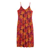 Autumn Maple Leaves Pattern Print Jersey Midi Cami Dress