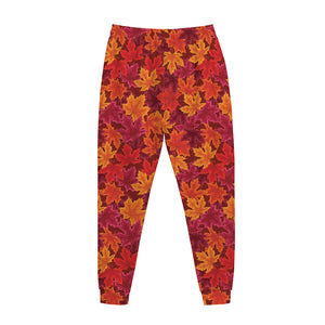 Autumn Maple Leaves Pattern Print Jogger Pants