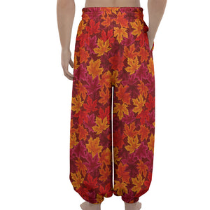 Autumn Maple Leaves Pattern Print Lantern Pants