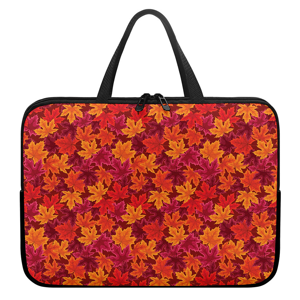 Autumn Maple Leaves Pattern Print Laptop Sleeve With Handle