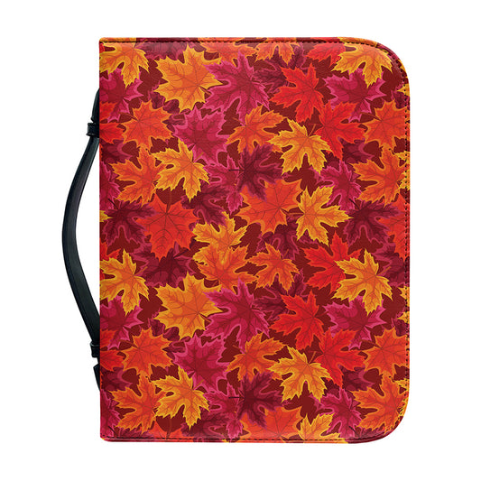 Autumn Maple Leaves Pattern Print Leather Bible Cover