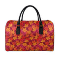 Autumn Maple Leaves Pattern Print Leather Duffel Bag