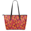Autumn Maple Leaves Pattern Print Leather Tote Bag
