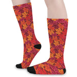 Autumn Maple Leaves Pattern Print Long Socks