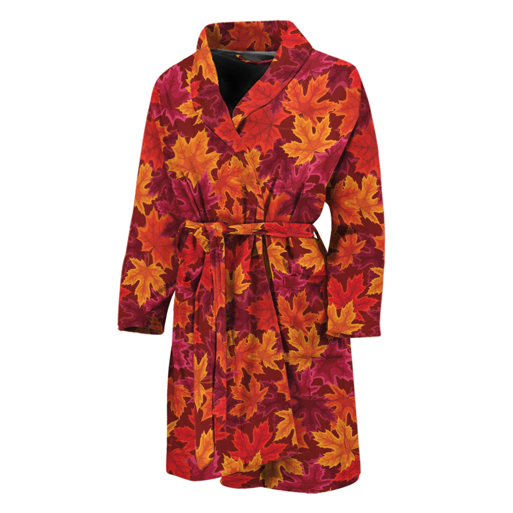 Autumn Maple Leaves Pattern Print Men's Bathrobe