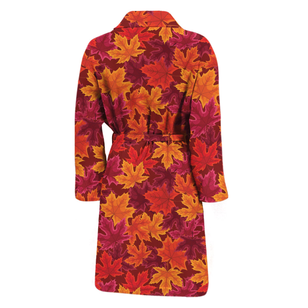 Autumn Maple Leaves Pattern Print Men's Bathrobe