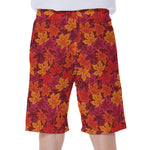 Autumn Maple Leaves Pattern Print Men's Beach Shorts