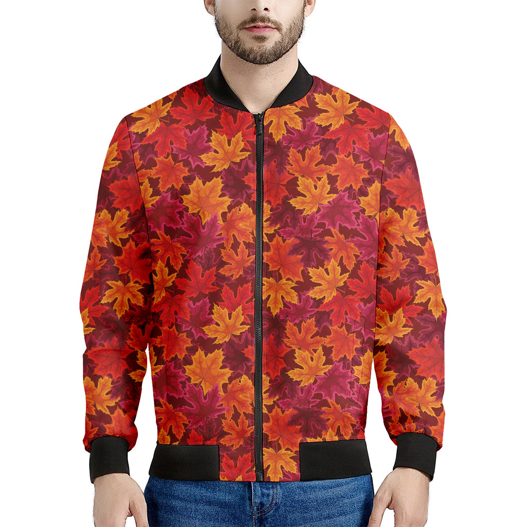Autumn Maple Leaves Pattern Print Men's Bomber Jacket