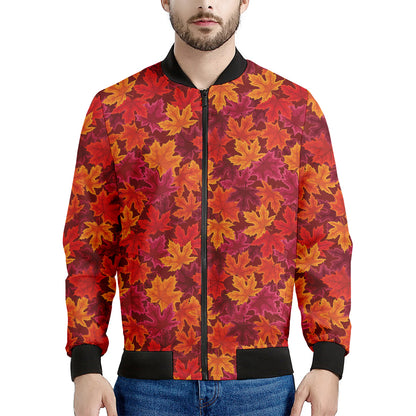 Autumn Maple Leaves Pattern Print Men's Bomber Jacket