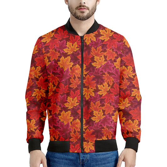 Autumn Maple Leaves Pattern Print Men's Bomber Jacket