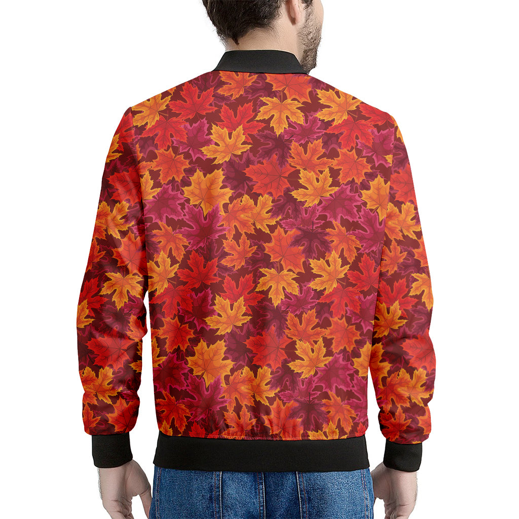 Autumn Maple Leaves Pattern Print Men's Bomber Jacket