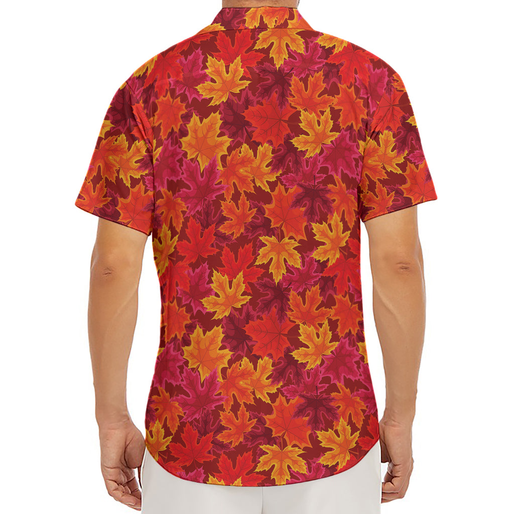 Autumn Maple Leaves Pattern Print Men's Deep V-Neck Shirt