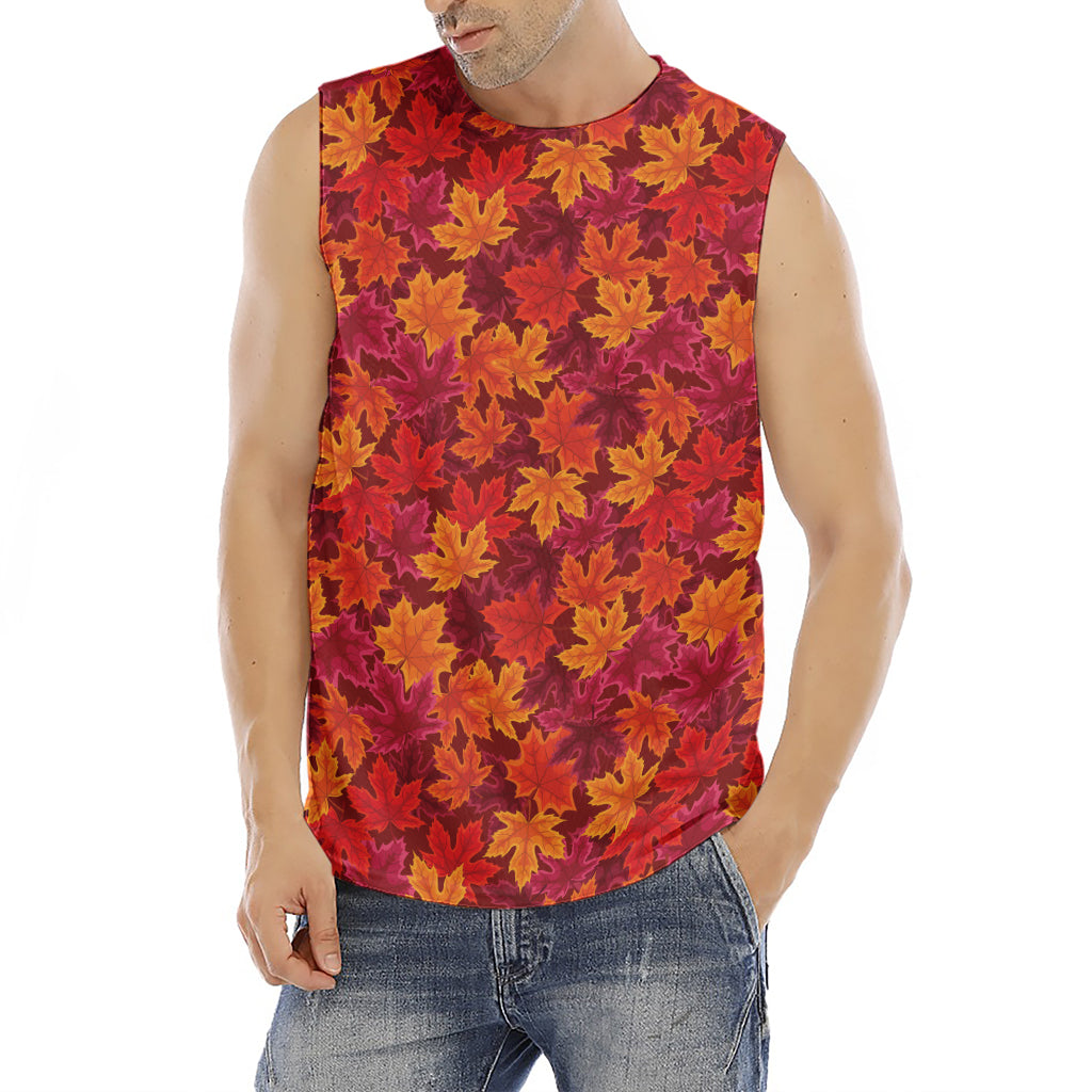 Autumn Maple Leaves Pattern Print Men's Fitness Tank Top