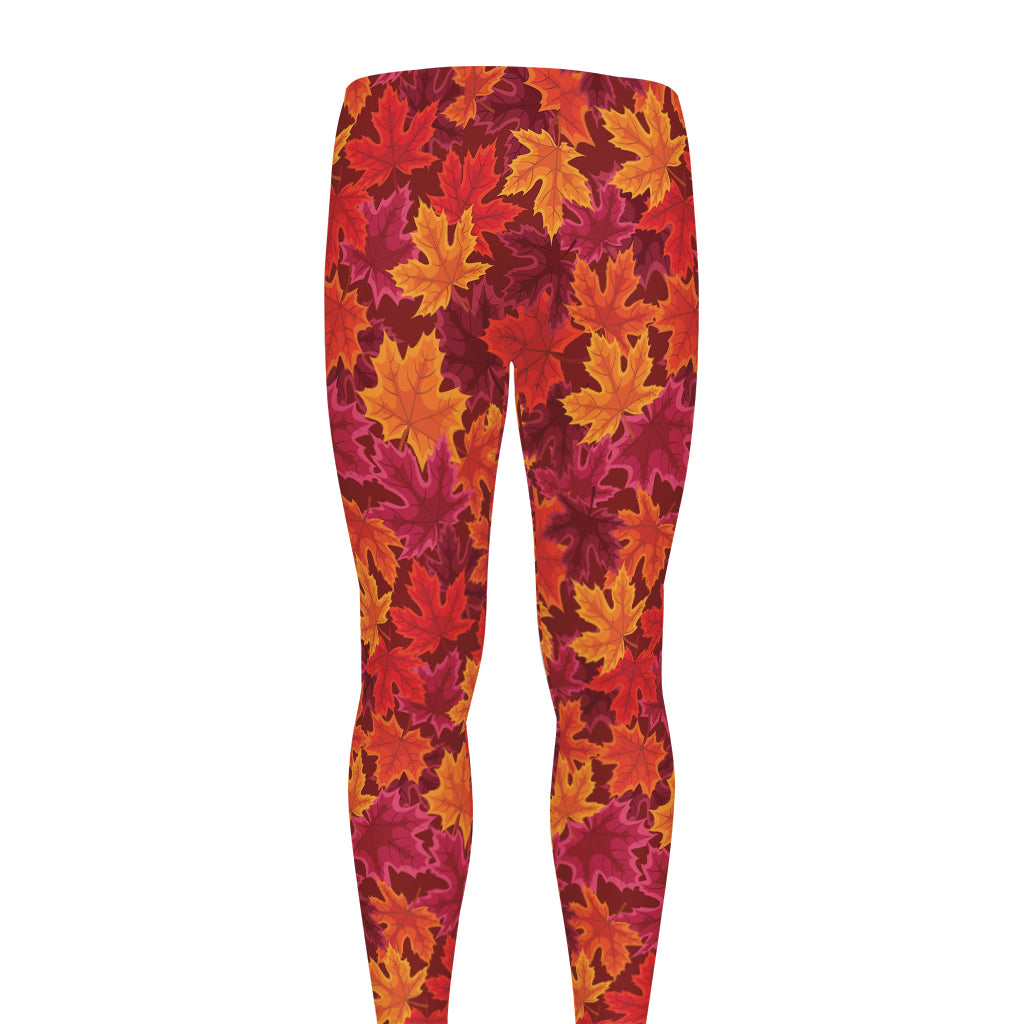 Autumn Maple Leaves Pattern Print Men's leggings