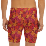 Autumn Maple Leaves Pattern Print Men's Long Boxer Briefs