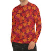 Autumn Maple Leaves Pattern Print Men's Long Sleeve Rash Guard