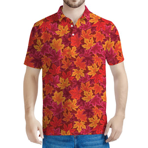 Autumn Maple Leaves Pattern Print Men's Polo Shirt