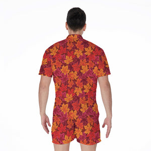 Autumn Maple Leaves Pattern Print Men's Rompers