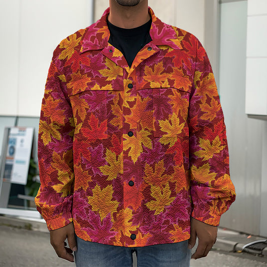 Autumn Maple Leaves Pattern Print Men's Shirt Jacket