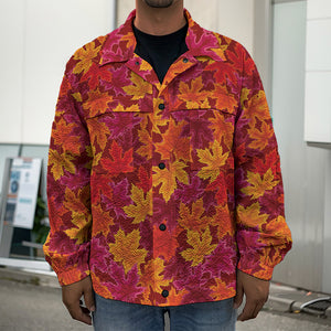 Autumn Maple Leaves Pattern Print Men's Shirt Jacket