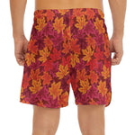 Autumn Maple Leaves Pattern Print Men's Split Running Shorts