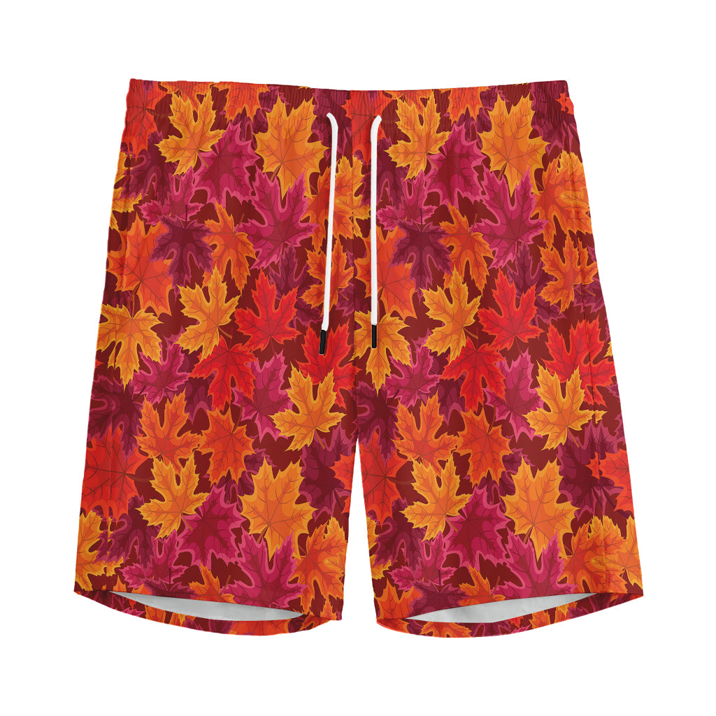 Autumn Maple Leaves Pattern Print Men's Sports Shorts