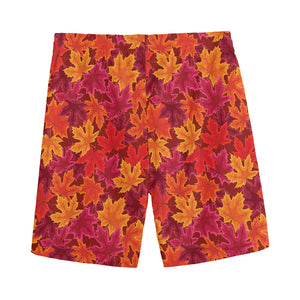 Autumn Maple Leaves Pattern Print Men's Sports Shorts