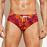 Autumn Maple Leaves Pattern Print Men's Swim Briefs